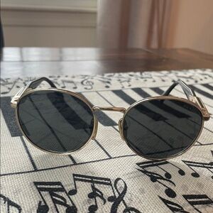 Prada Gold Frame Round Sunglasses with Dark Gray Lenses